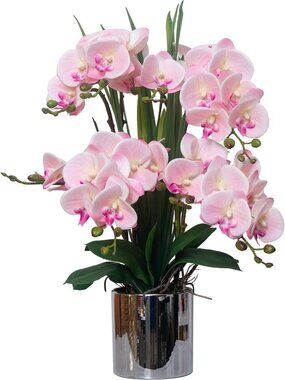 Real Touch Pink Phalaenopsis Orchid Arrangement in Ceramic Vase - 20.9'' Faux
